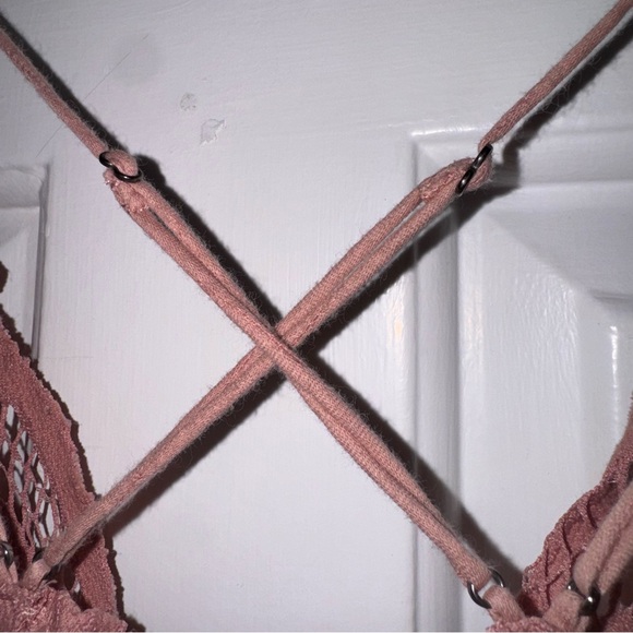 Free People Adella Lace ruffled tiered Mini slip Dress in Rose Pink M - Picture 10 of 13